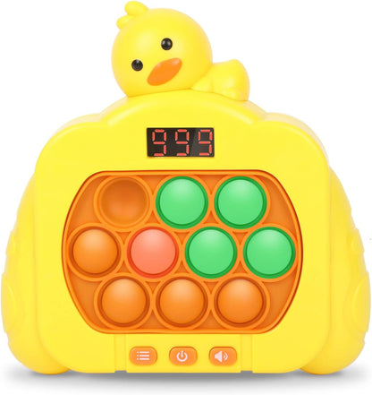 Quick Push Pop Game Fidget Toys, 12 Modes LED Screen Light Up Fast Push Bubble Game, Handheld Speed Pushing Game, Christmas Toys Gifts for 6 7 8 9 10 11 12 Years Old Kids Stocking Stuffers（Duck）