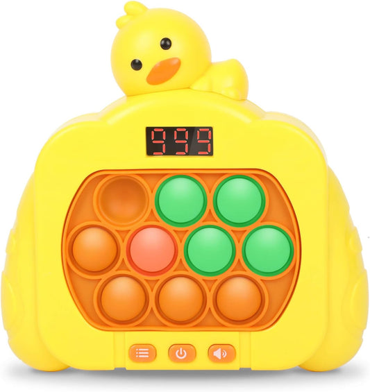Quick Push Pop Game Fidget Toys, 12 Modes LED Screen Light Up Fast Push Bubble Game, Handheld Speed Pushing Game, Christmas Toys Gifts for 6 7 8 9 10 11 12 Years Old Kids Stocking Stuffers（Duck）